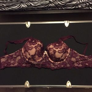 Lacey maroon long-lined Body by Victoria Demi bra
